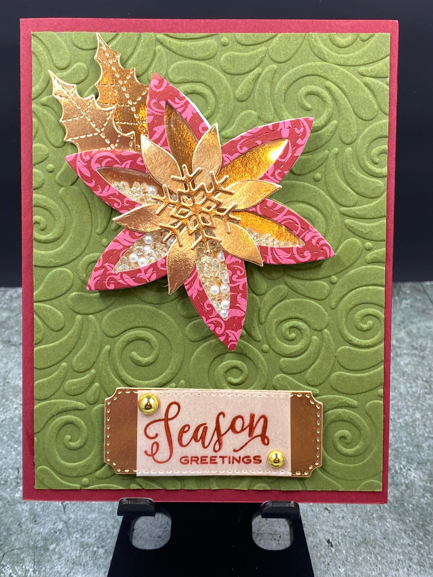 Season Greetings with Poinsettia Shaker