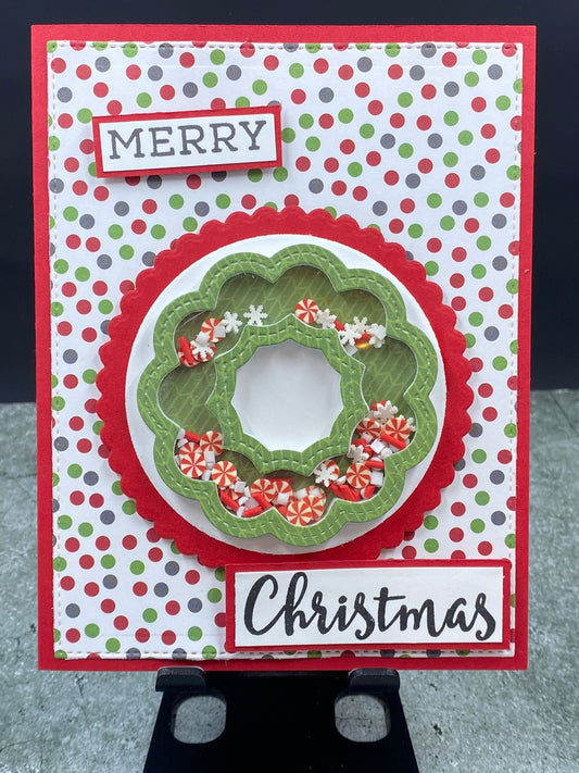 Merry Christmas Wreath Shaker Card - CM Design Studios